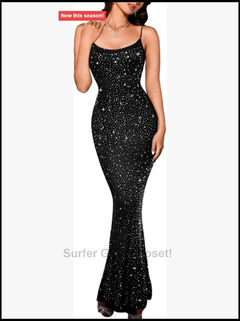 Sheer Rhinestone Embellished Bodycon Maxi Dress, Sexy Sparkly Glitter Birthday